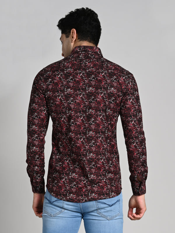 Killer Men Coffee Printed Slim Fit Shirts