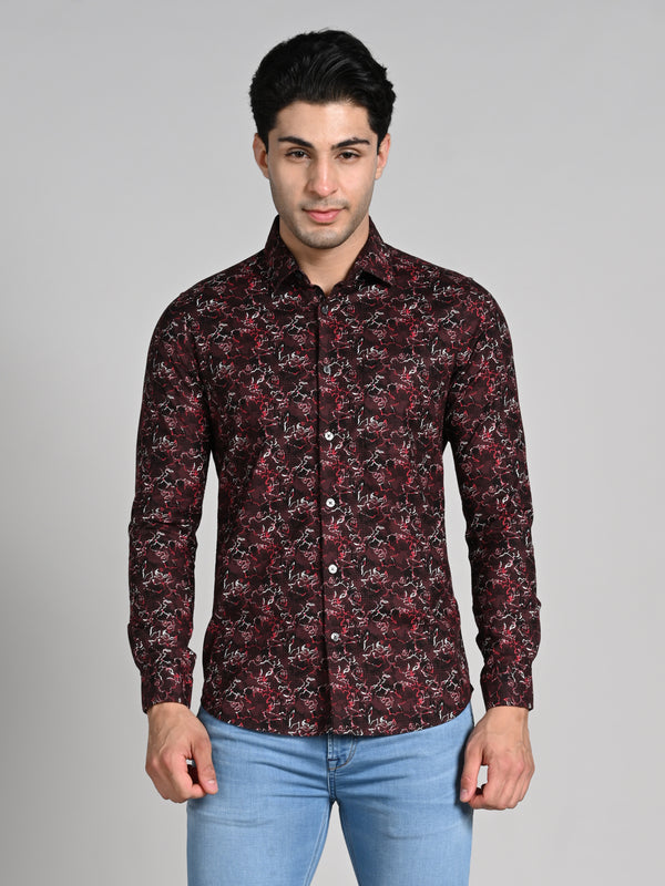 Killer Men Coffee Printed Slim Fit Shirts