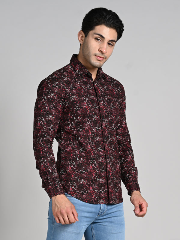 Killer Men Coffee Printed Slim Fit Shirts