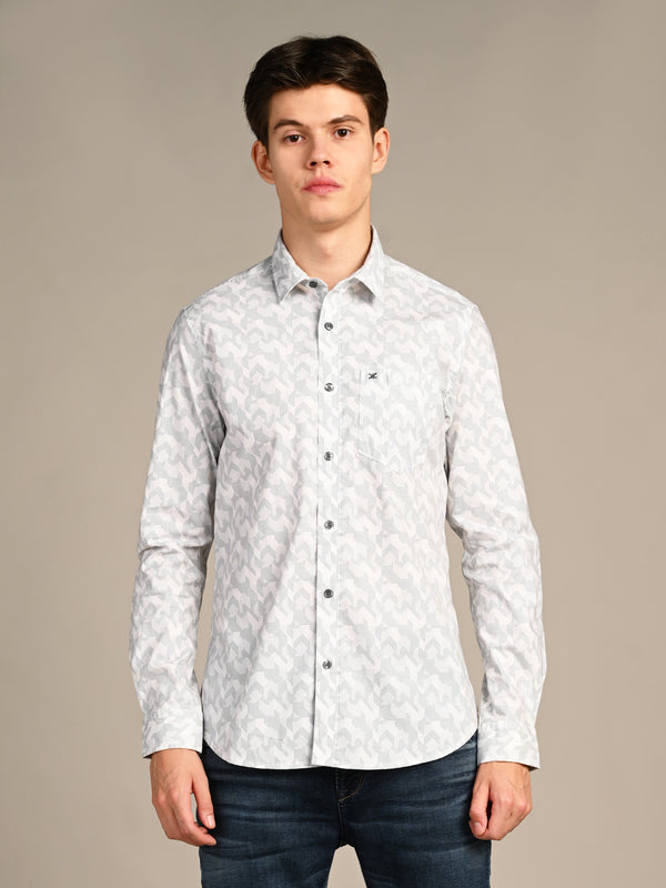 Killer Men White Printed Slim Fit Shirts