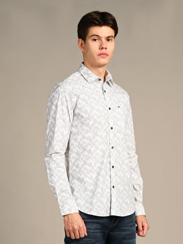 Killer Men White Printed Slim Fit Shirts