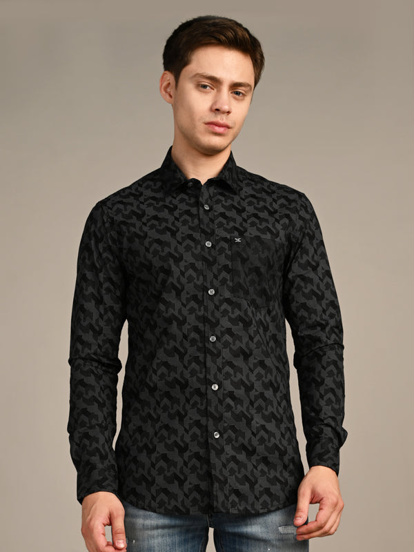 Killer Men Black Printed Slim Fit Shirts