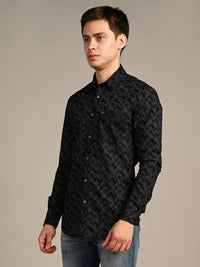 Killer Men Black Printed Slim Fit Shirts