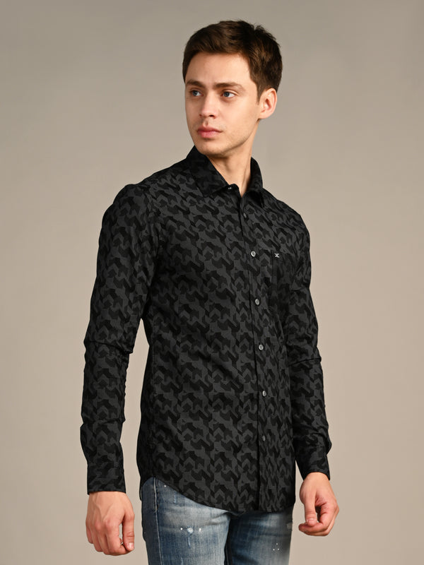 Killer Men Black Printed Slim Fit Shirts