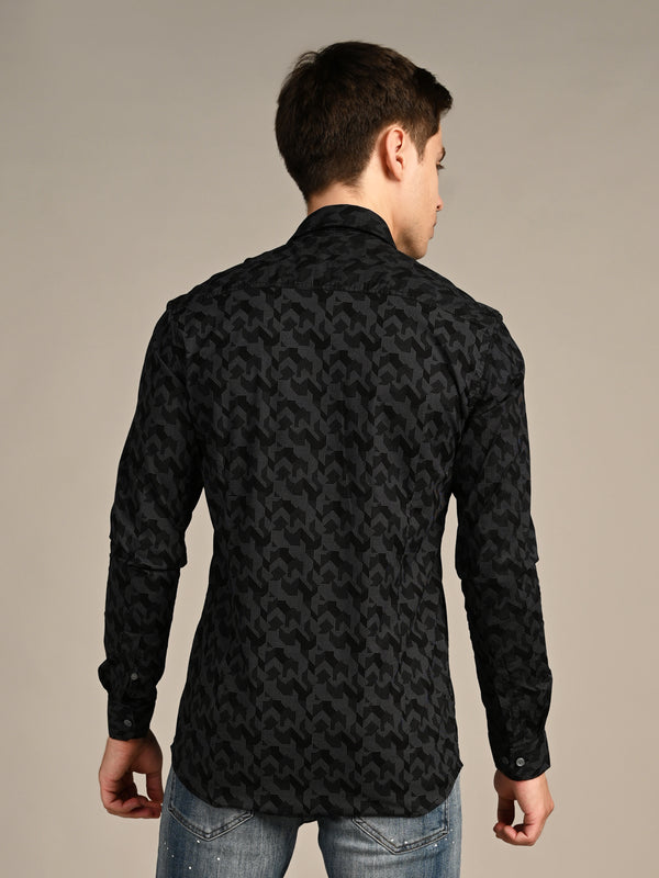 Killer Men Black Printed Slim Fit Shirts