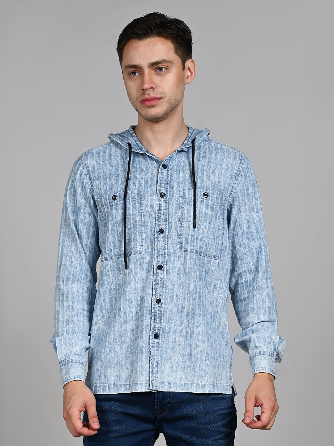 Killer Men Light Blue Stripe Straight Fit Shirts