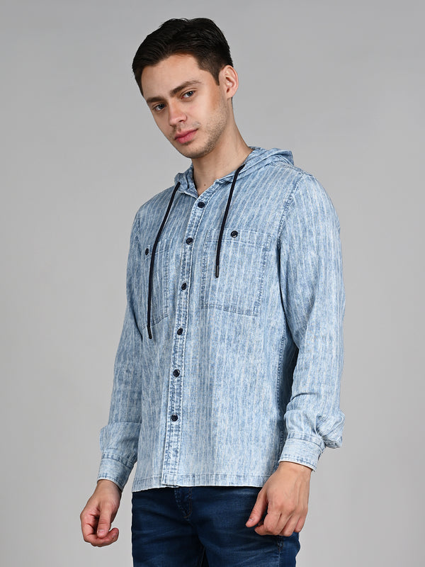 Killer Men Light Blue Stripe Straight Fit Shirts