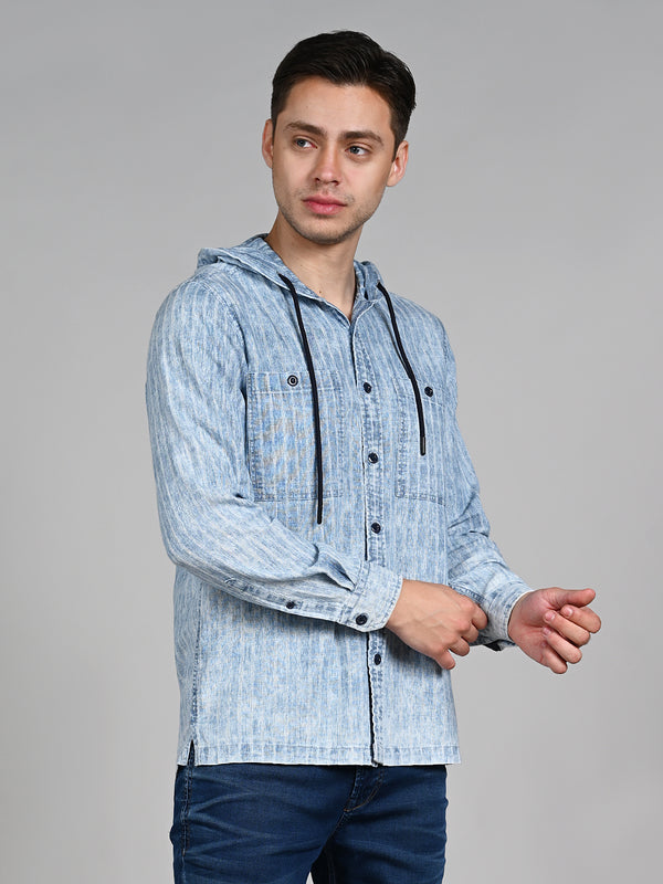 Killer Men Light Blue Stripe Straight Fit Shirts