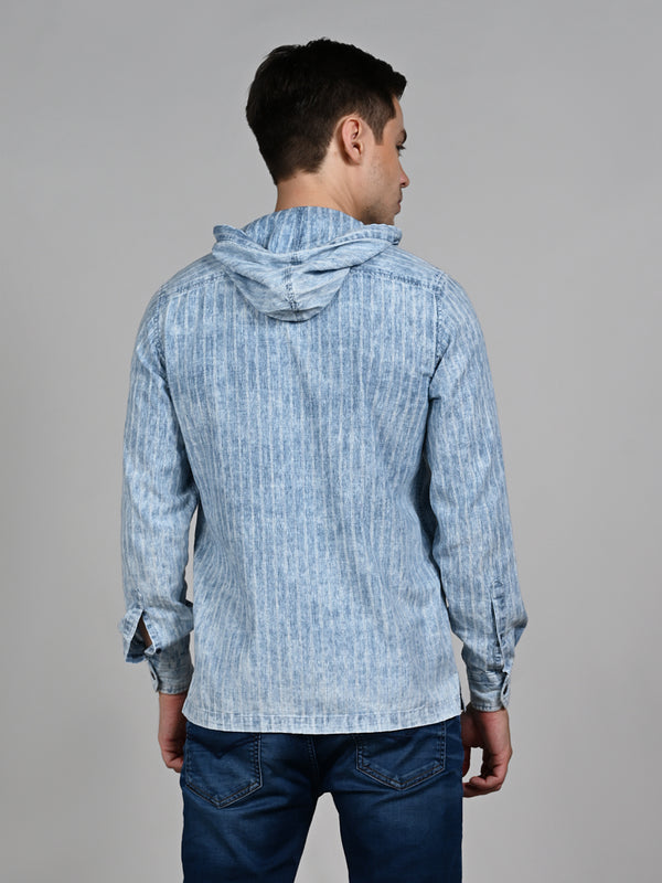 Killer Men Light Blue Stripe Straight Fit Shirts