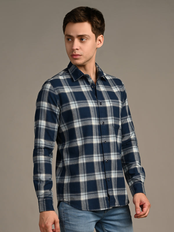Killer Men Blue Checks Straight Fit Shirts