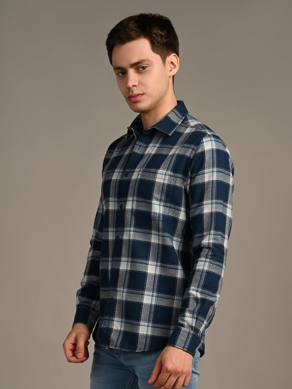 Killer Men Blue Checks Straight Fit Shirts