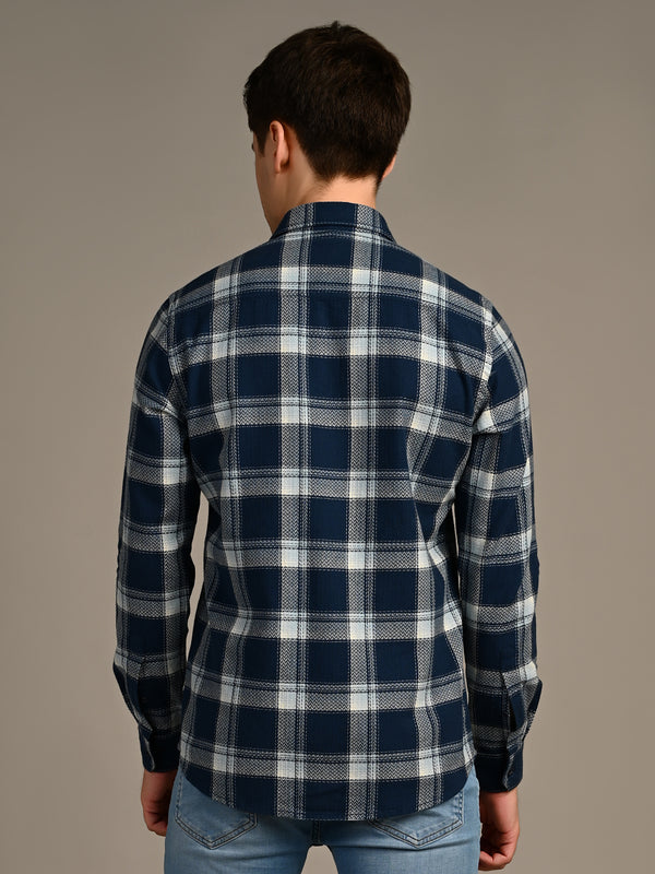 Killer Men Blue Checks Straight Fit Shirts