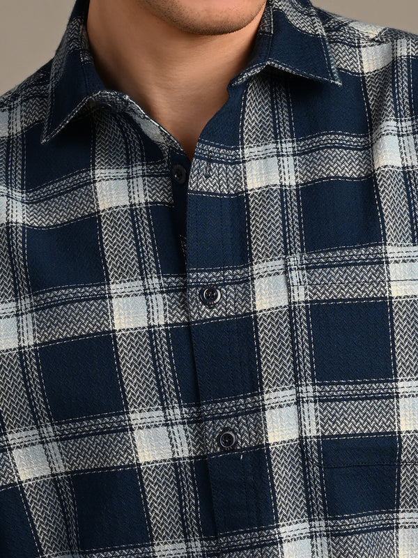 Killer Men Blue Checks Straight Fit Shirts