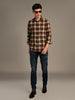 Killer Men Brown Checks Straight Fit Shirts