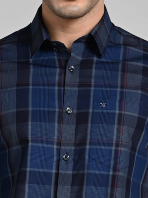 Killer Men Blue Checks Slim Fit Shirts