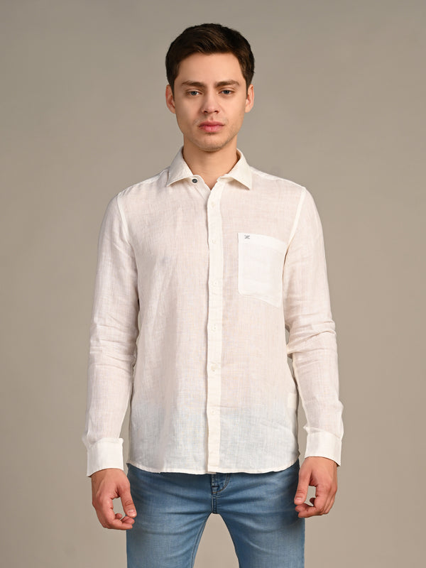 Killer Men White Solid Straight Fit Shirts