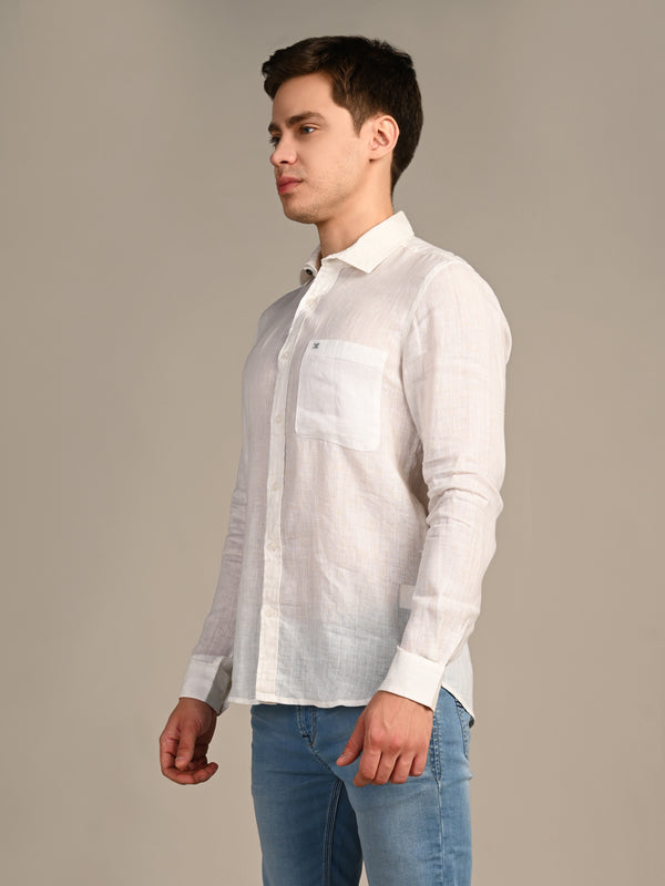 Killer Men White Solid Straight Fit Shirts