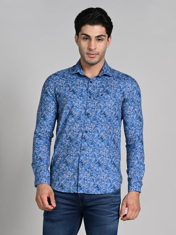 Killer Men Blue Printed Slim Fit Shirts