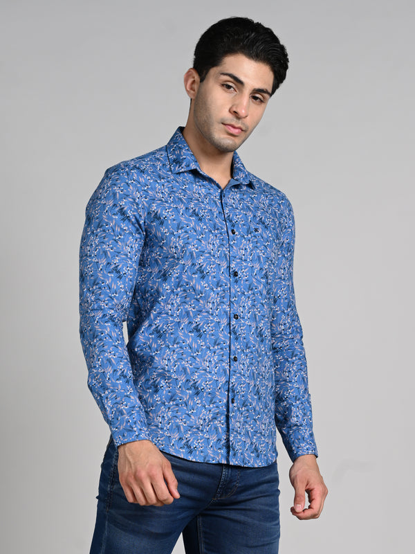 Killer Men Blue Printed Slim Fit Shirts