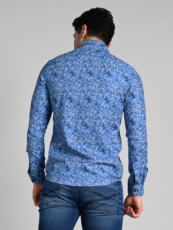 Killer Men Blue Printed Slim Fit Shirts