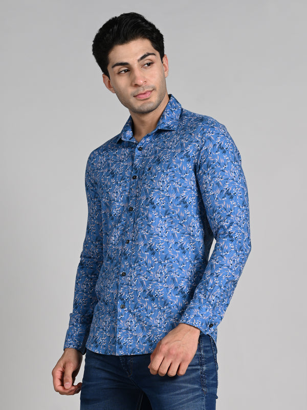 Killer Men Blue Printed Slim Fit Shirts