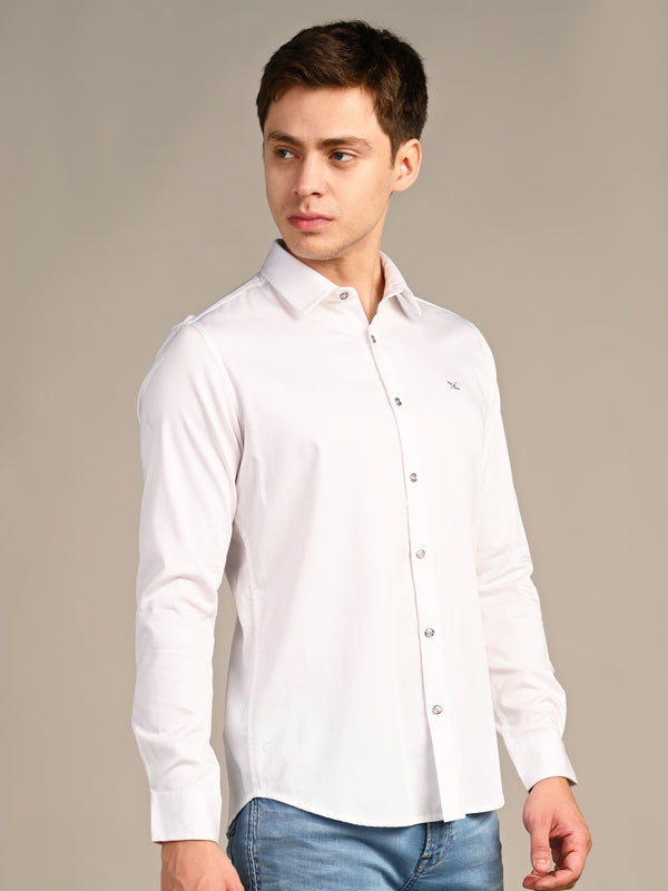 Killer Men White Solid Slim Fit Shirts