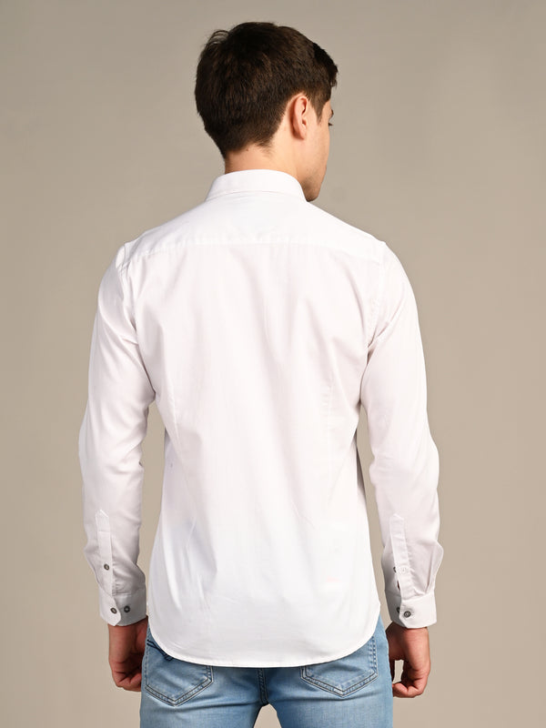 Killer Men White Solid Slim Fit Shirts