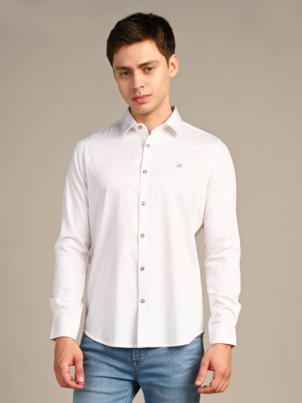 Killer Men White Solid Slim Fit Shirts