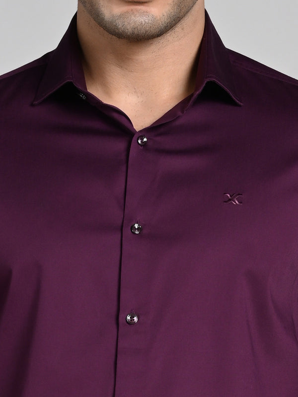 Killer Men Wine Solid Slim Fit Shirts