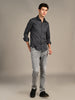 Killer Men Dark Grey Solid Slim Fit Shirts