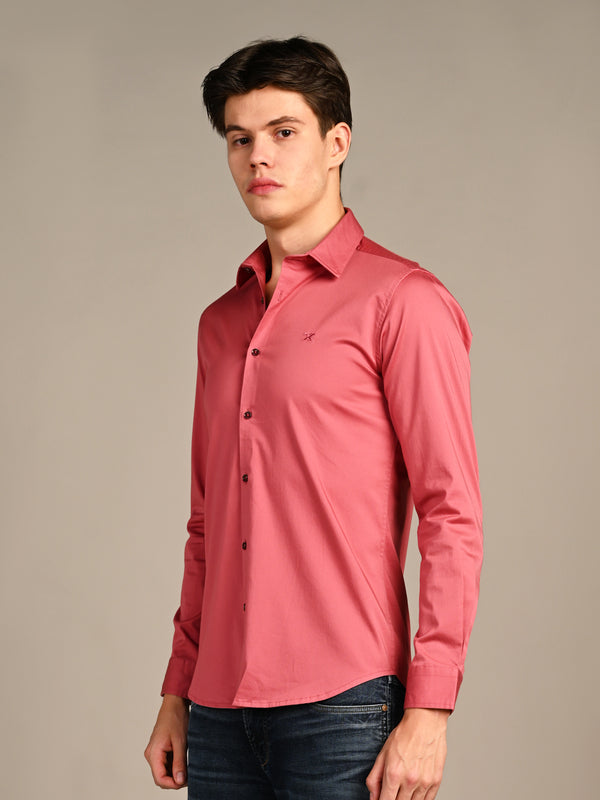 Killer Men Coral Solid Slim Fit Shirts