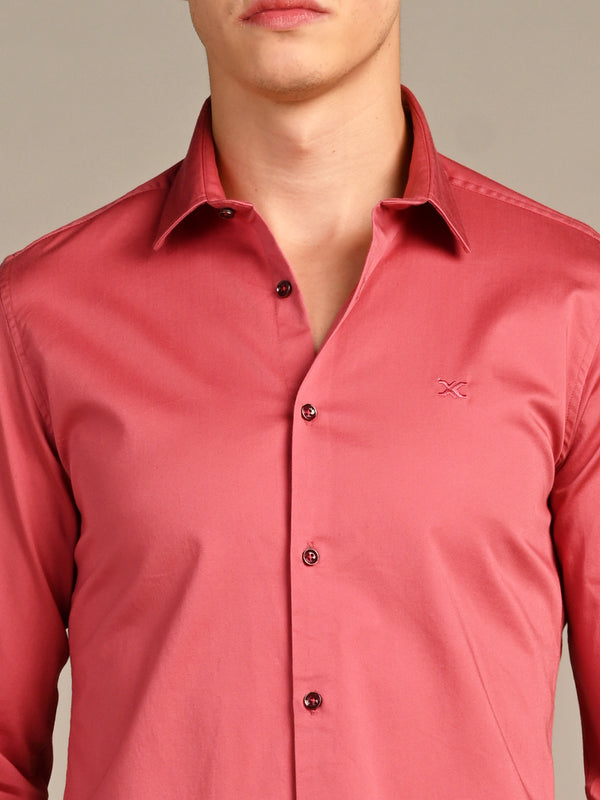Killer Men Coral Solid Slim Fit Shirts