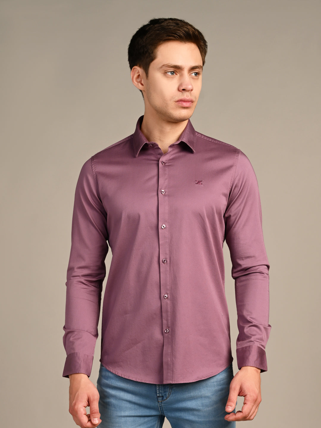 Killer Men Pink Solid Slim Fit Shirts