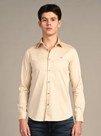 Killer Men Cream Solid Slim Fit Shirts