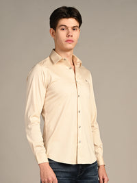 Killer Men Cream Solid Slim Fit Shirts