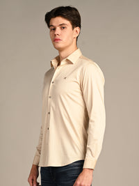 Killer Men Cream Solid Slim Fit Shirts