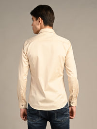 Killer Men Cream Solid Slim Fit Shirts