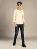 Killer Men Cream Solid Slim Fit Shirts