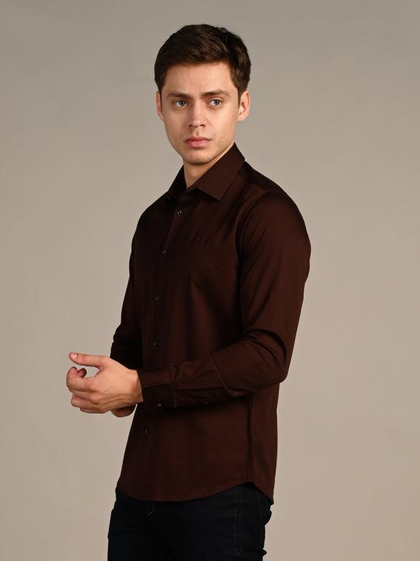 Killer Men Coffee Solid Slim Fit Shirts