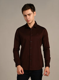 Killer Men Coffee Solid Slim Fit Shirts
