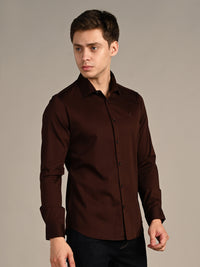Killer Men Coffee Solid Slim Fit Shirts
