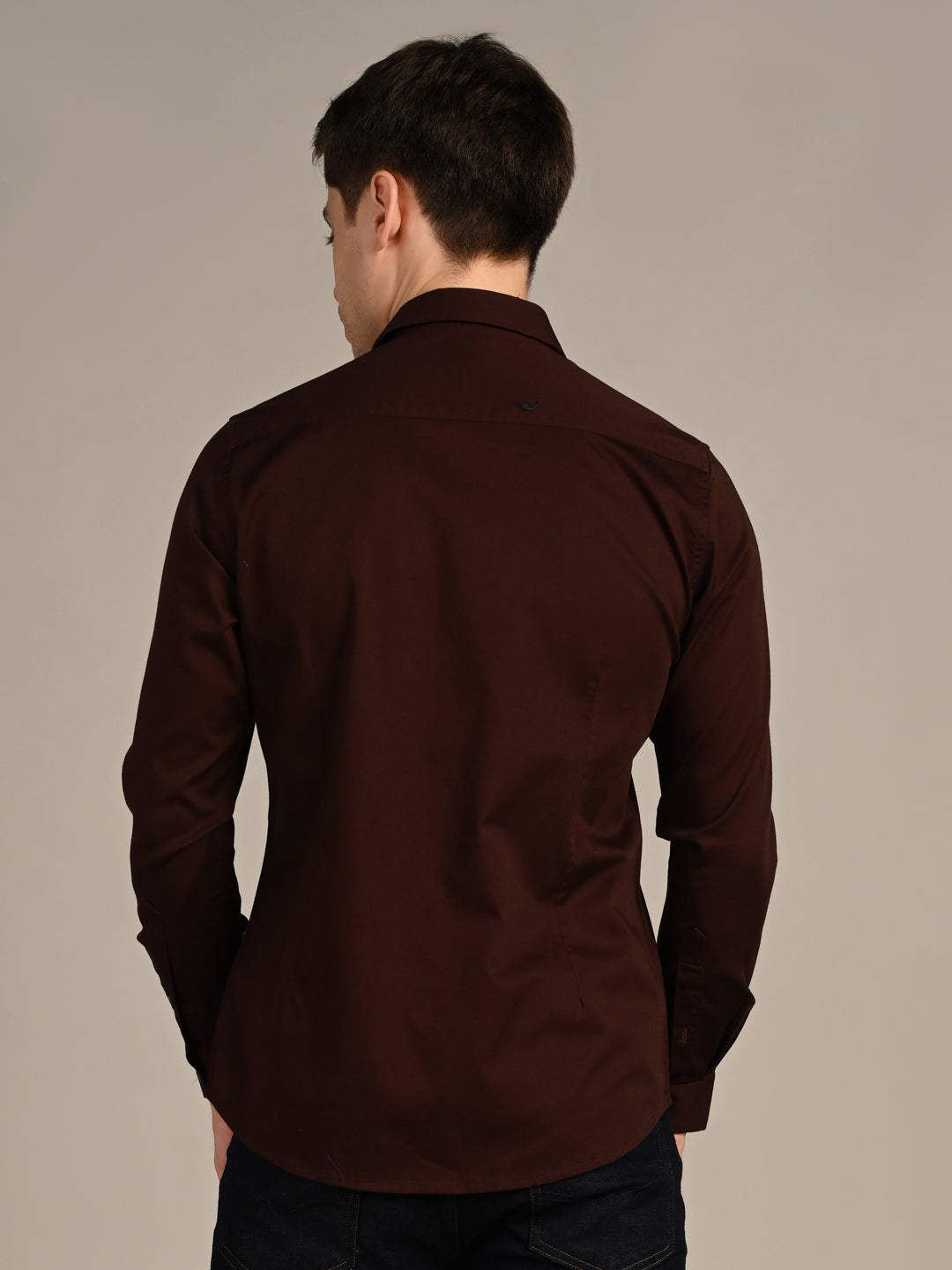 Killer Men Coffee Solid Slim Fit Shirts
