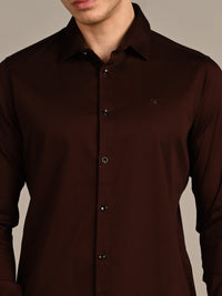 Killer Men Coffee Solid Slim Fit Shirts