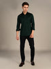 Killer Men Dark Green Solid Slim Fit Shirts