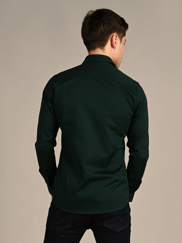 Killer Men Dark Green Solid Slim Fit Shirts