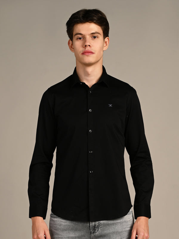 Killer Men Black Solid Slim Fit Shirts
