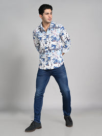 Killer Men Blue Printed Slim Fit Shirts