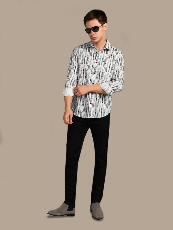 Killer Men Blue Printed Slim Fit Shirts