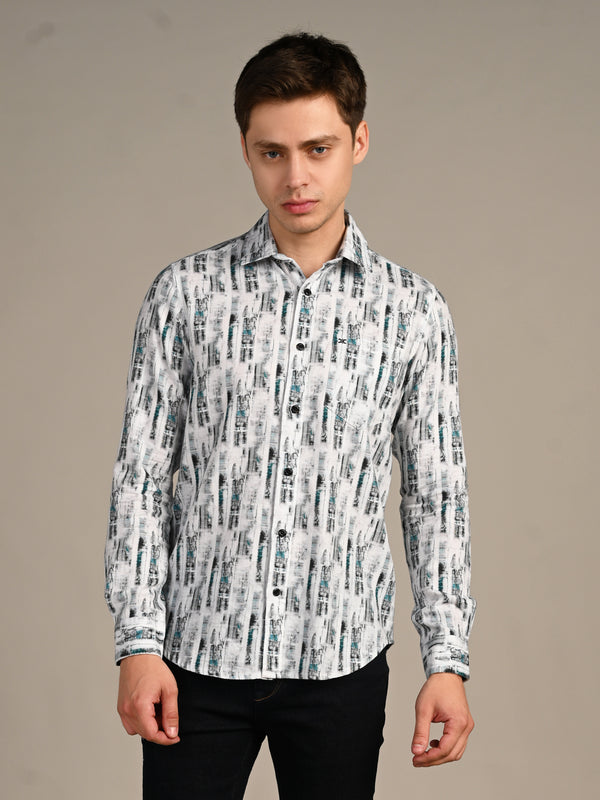 Killer Men Blue Printed Slim Fit Shirts