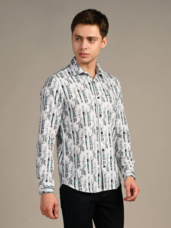 Killer Men Blue Printed Slim Fit Shirts